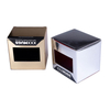 Caja de embalaje de productos para el cuidado de la piel con láser dorado y plateado.